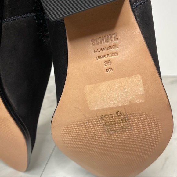 New! Schutz Jacqueline Low Profile Black Suede Bootie 8B - Picture 8 of 11